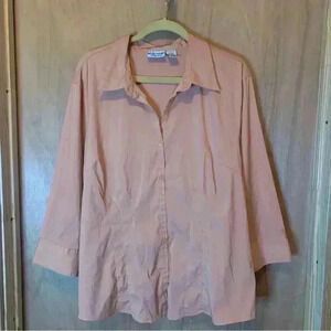 Button Down Blouse Shirt Plus Size 22 Millennium Stretch, Arm Pit To Pit 26"